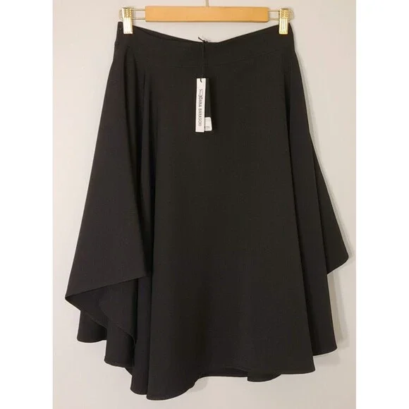 NWT $223 Yoana Baraschi Womens Size 4 Samba Flare Skirt Black Asymmetric Crochet - Picture 2 of 7